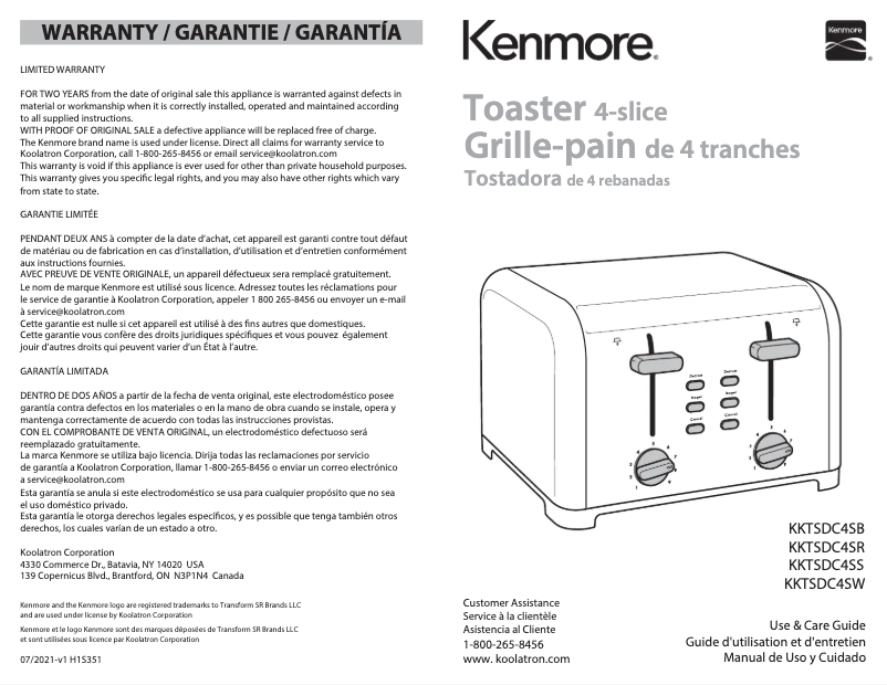 Page 1 de la notice Manuel utilisateur Kenmore KKTSDC4R