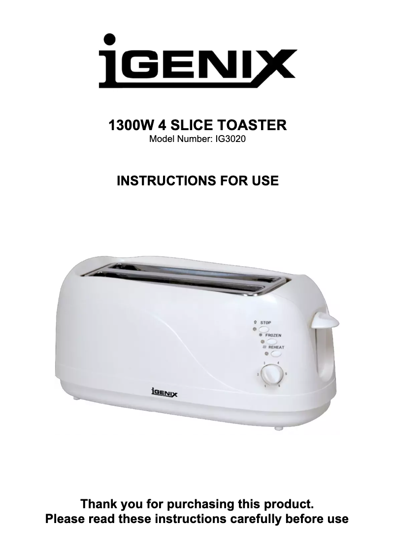 Page 1 de la notice Manuel utilisateur Igenix IG3020