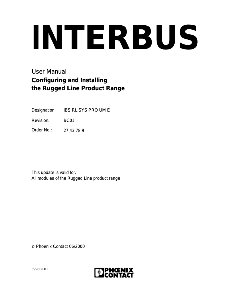 Image de la première page du manuel de l'appareil IBS RL 24 DIO 8/8/8-T