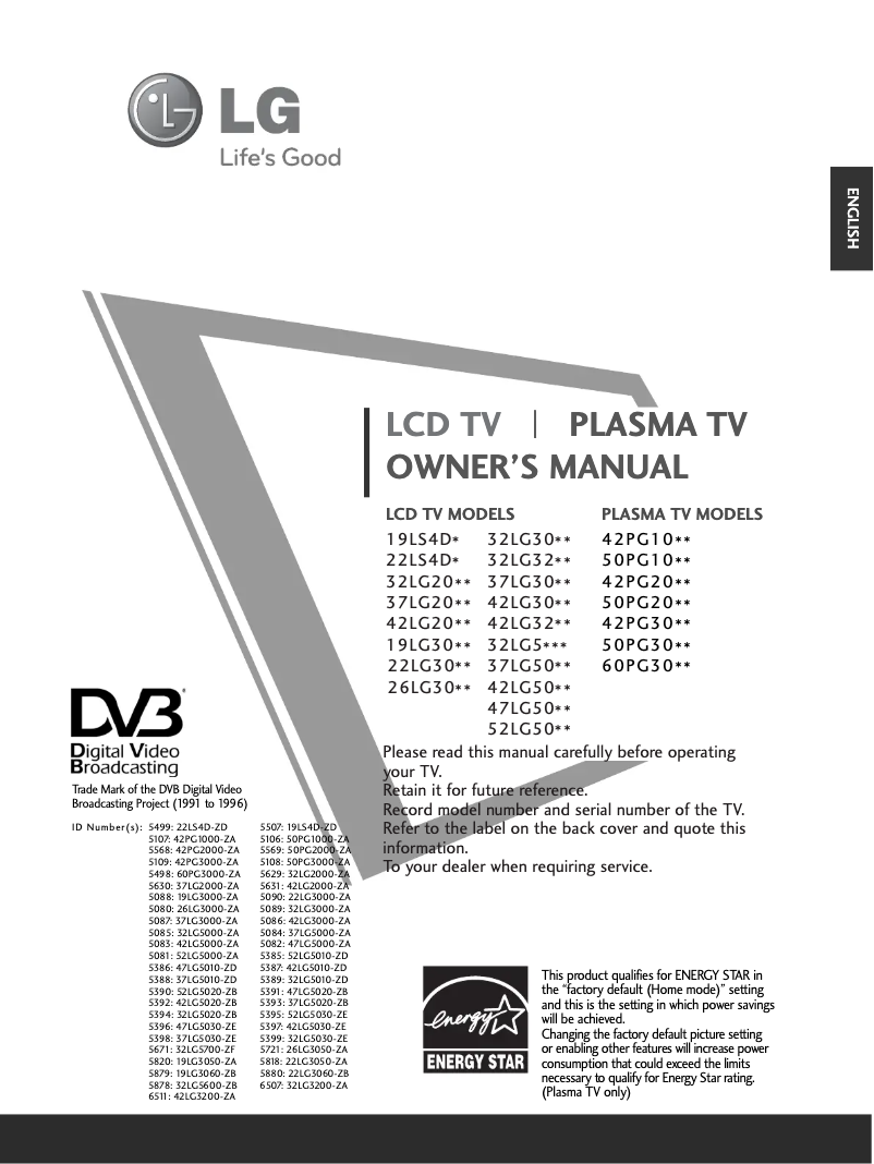 Imagen de la primera página del manual del dispositivo 32LG3200