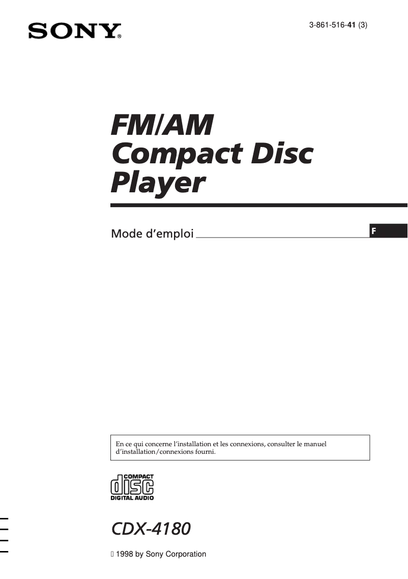 Image de la première page du manuel de l'appareil CDX-4180