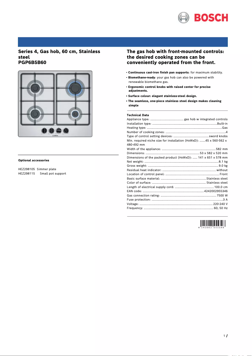 Image de la première page du manuel de l'appareil PGP6B5B60