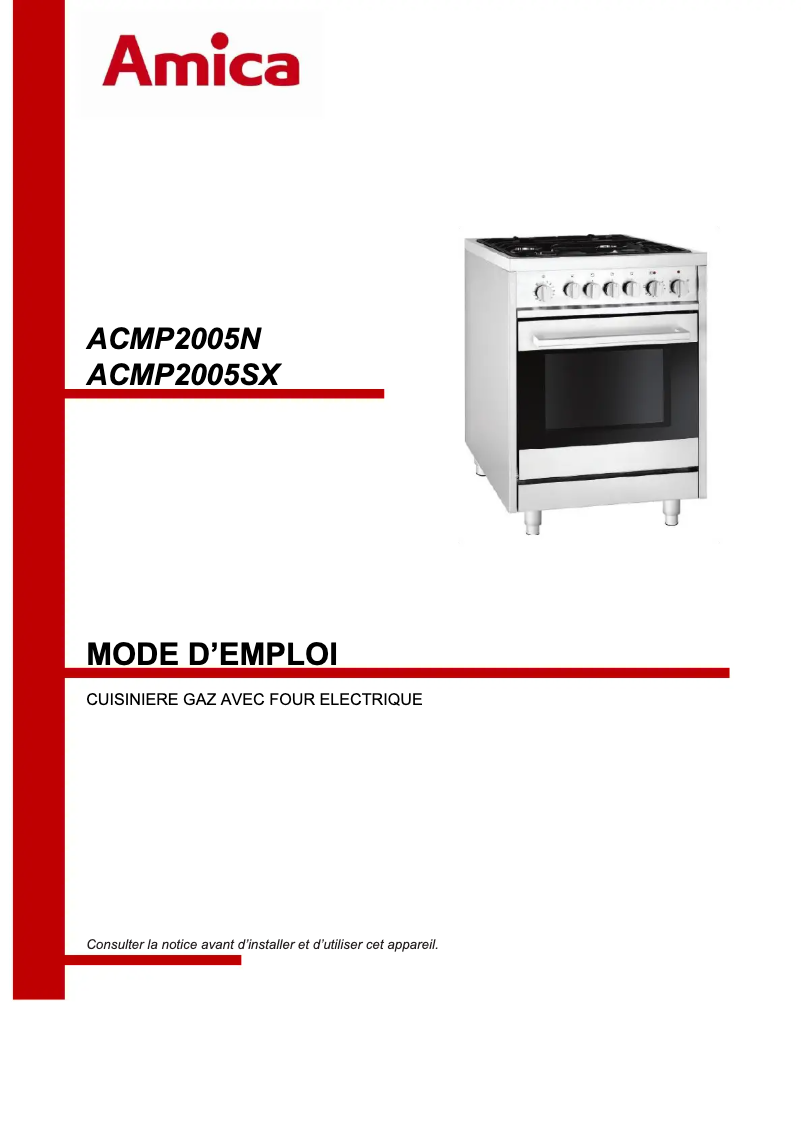 Page n°1 - Manuel utilisateur Amica ACMP2005N