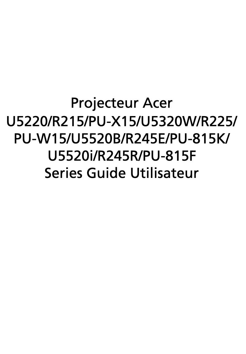 Page n°1 - Manuel utilisateur Acer U5220