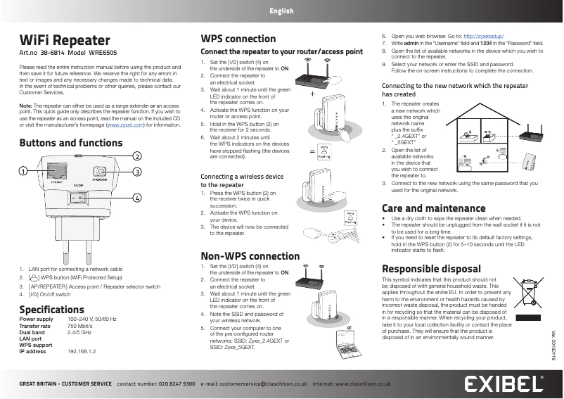 Page 1 de la notice Manuel utilisateur Exibel WRE6505