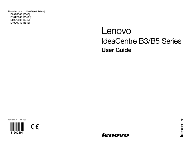 Page n°1 - Manuel utilisateur Lenovo IdeaCentre B345