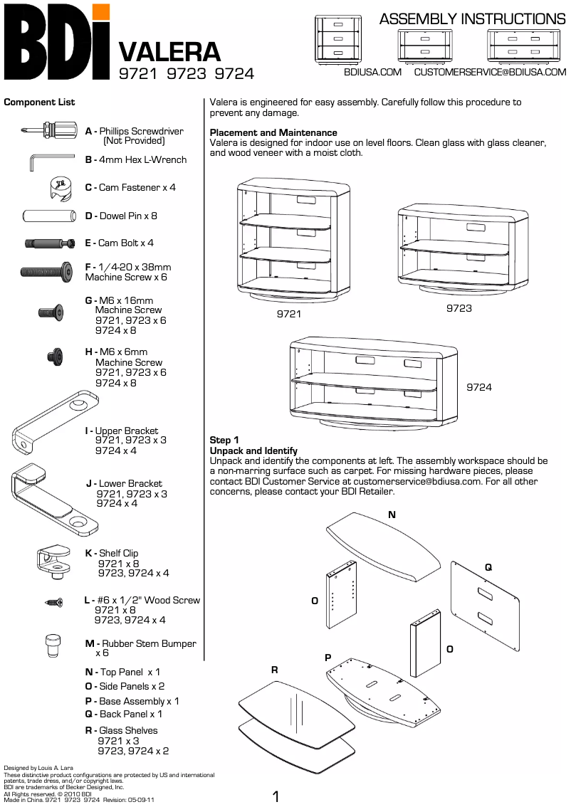 Page n°1 - Manuel utilisateur BDI Valera 9723ES