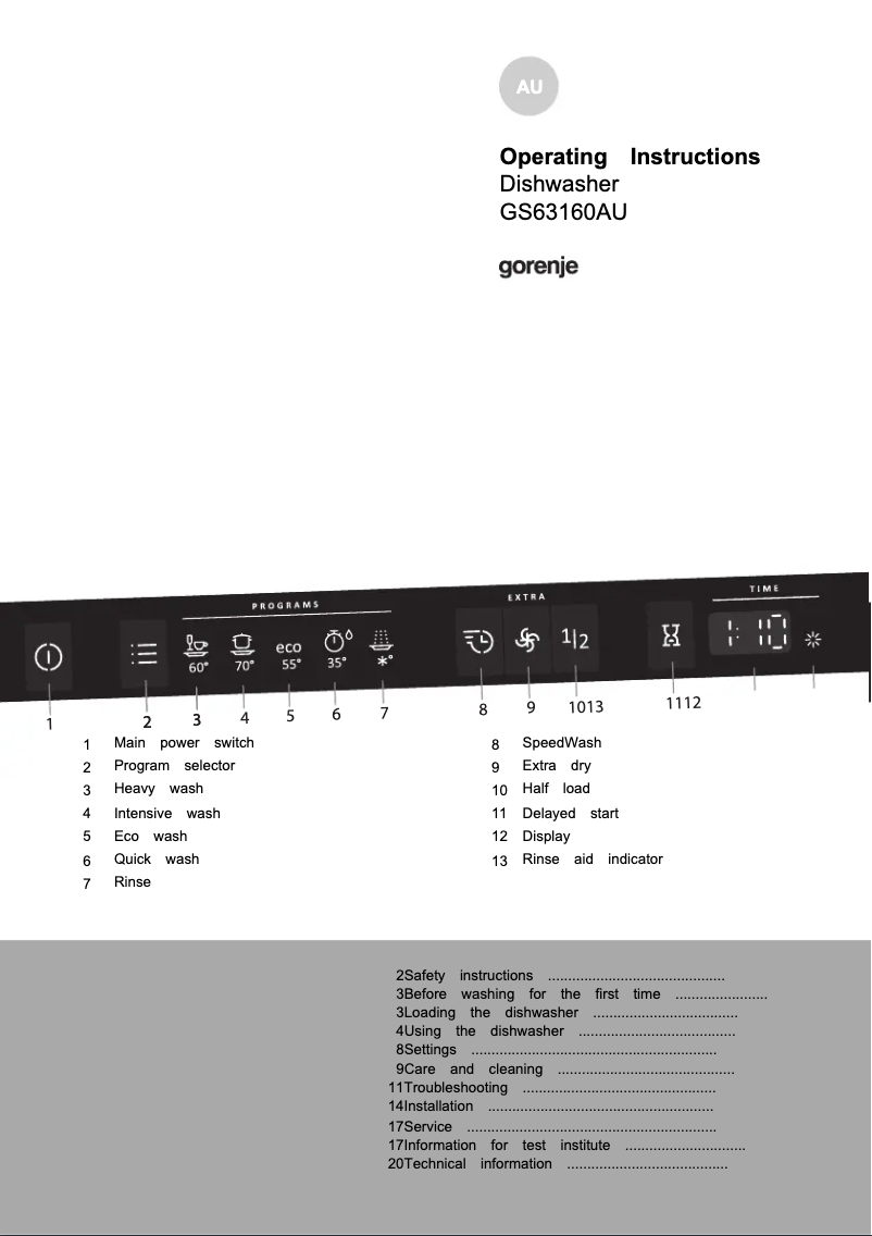 Page 1 de la notice Manuel utilisateur Gorenje GS63160SAU