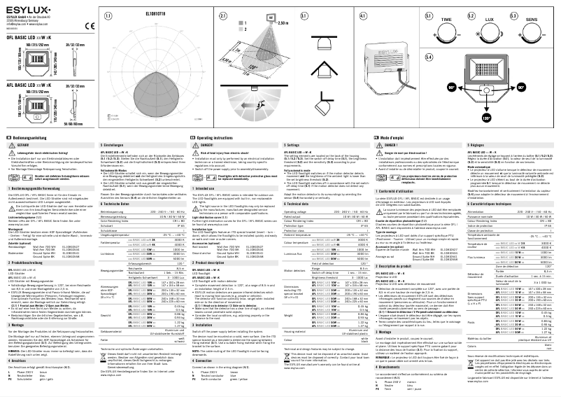 Page 1 de la notice Manuel utilisateur Esylux Basic OFL TR 1000 830 WH