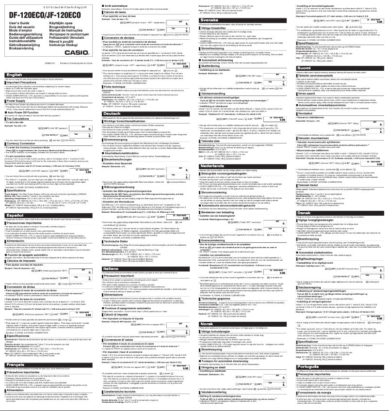 Page 1 de la notice Manuel utilisateur Casio JF-120ECO