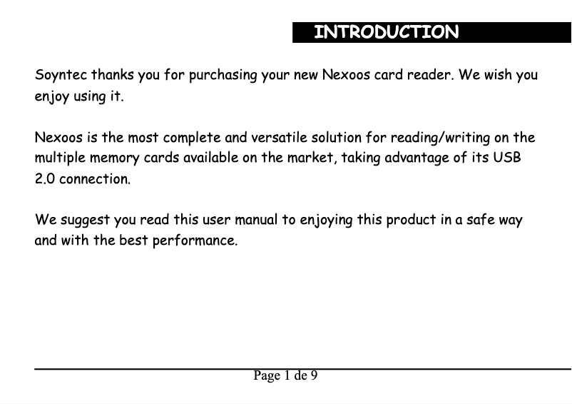 Image de la première page du manuel de l'appareil Nexoos 552