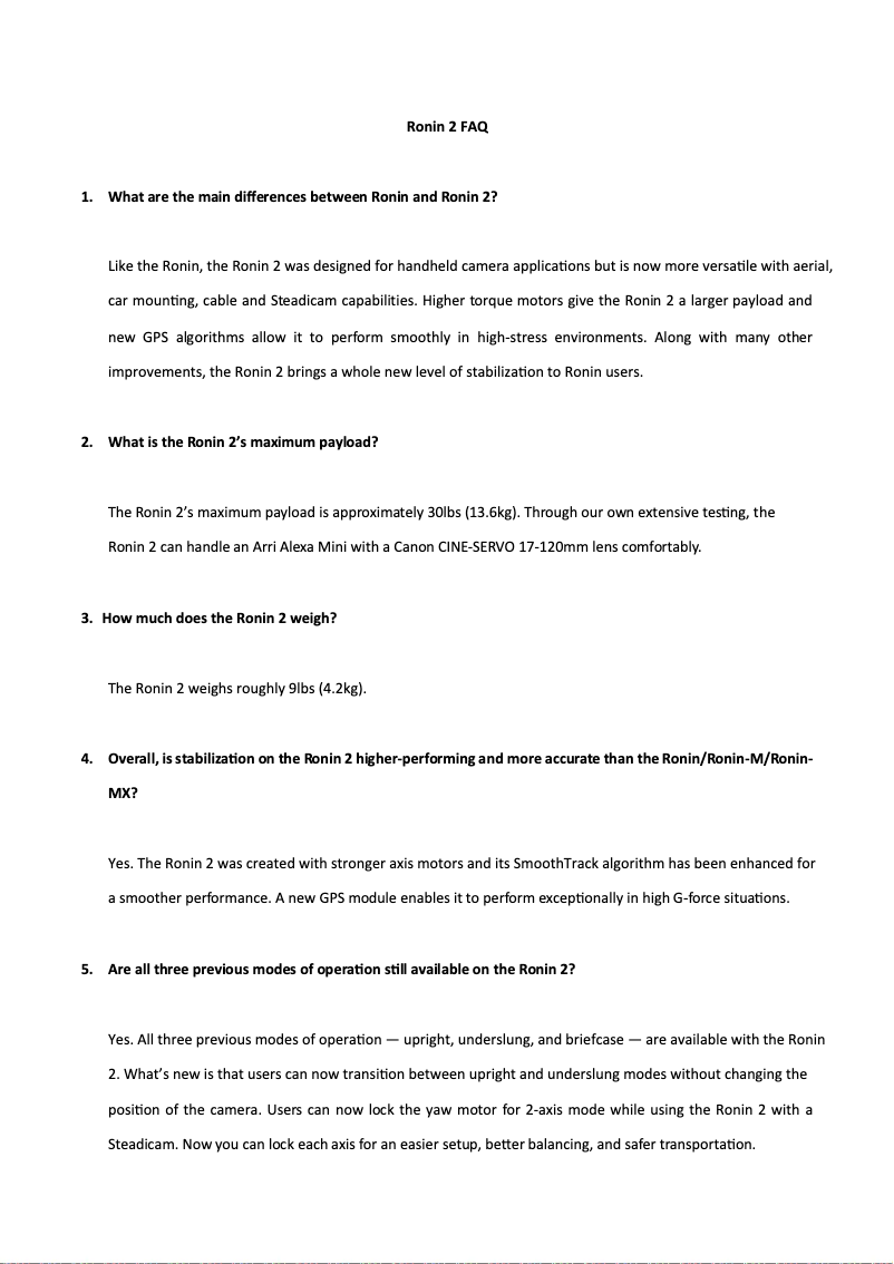 Page n°1 - FAQ DJI Ronin 2