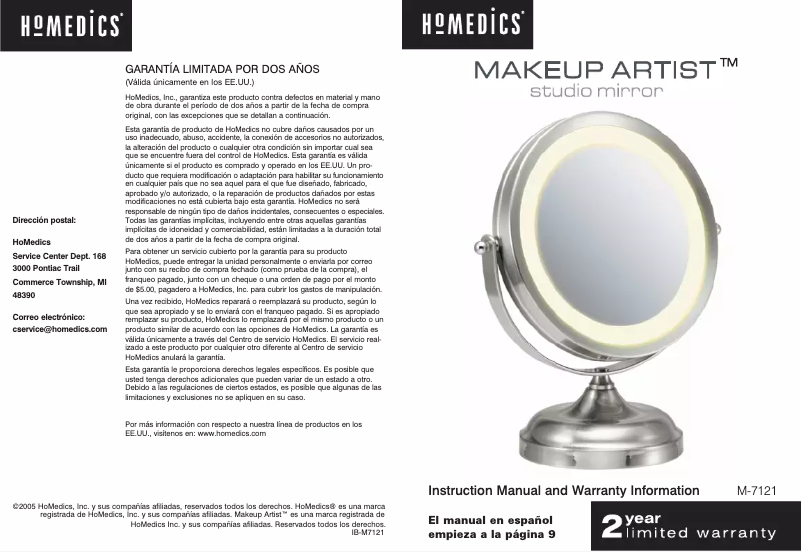 Page 1 de la notice Manuel utilisateur Homedics M-7121