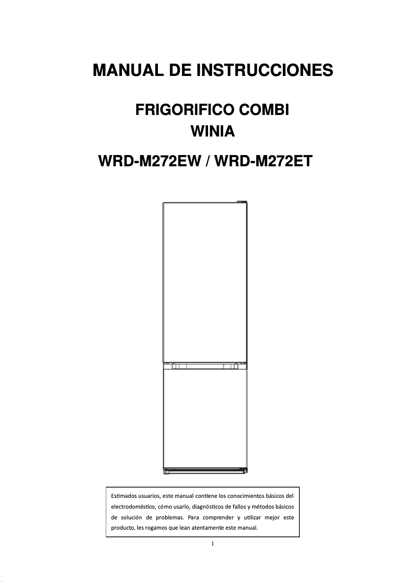 Page n°1 - Manuel utilisateur Winia WRD-M272EW