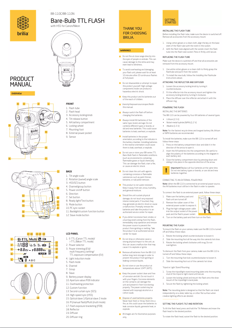Page n°1 - Manuel utilisateur Brilia BB-110N
