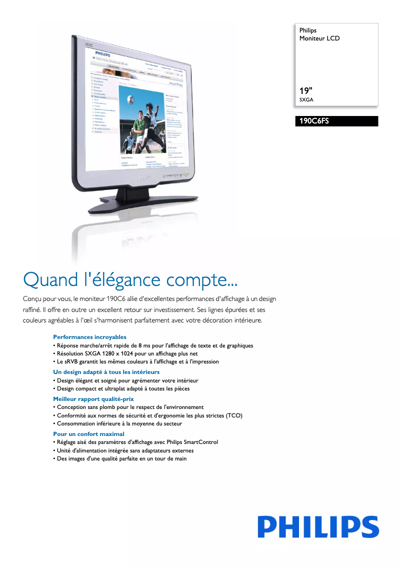 Imagen de la primera página del manual del dispositivo 190C6FS