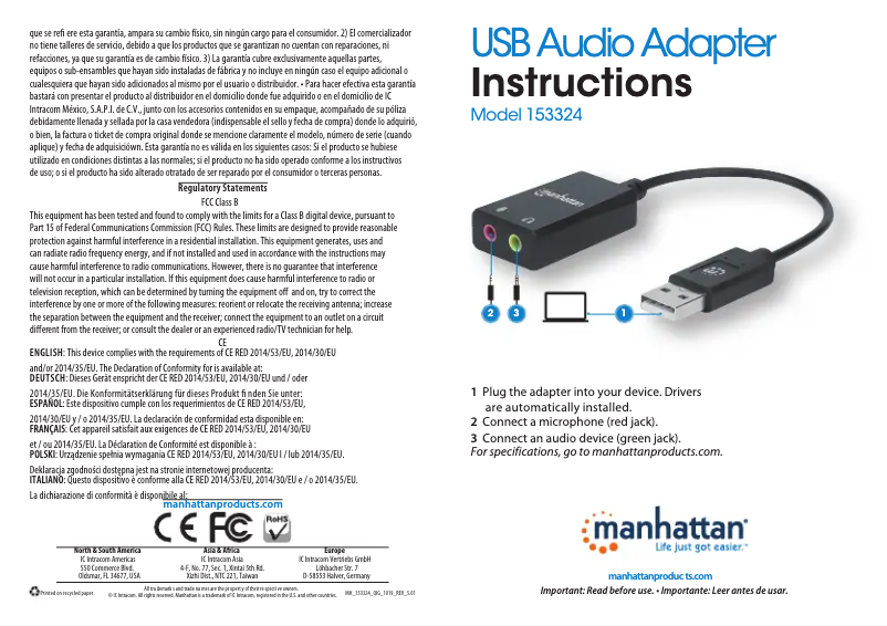 Image de la première page du manuel de l'appareil 153324