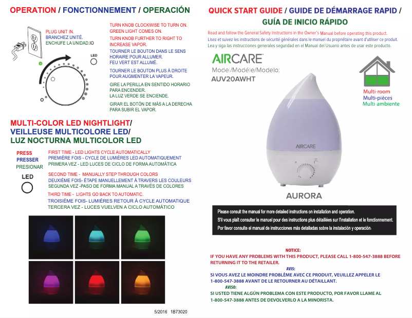 Page n°1 - Instructions / montage AirCare Aurora AUV20AWHT
