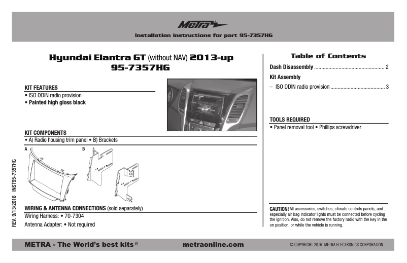 Page n°1 - Guide d'installation Metra 95-7357HG