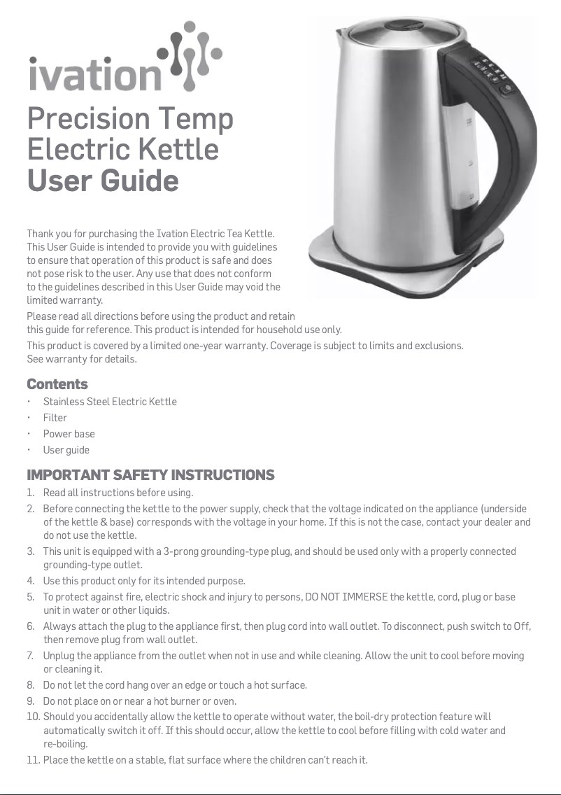 Page 1 de la notice Manuel utilisateur Ivation IVDEK171SS