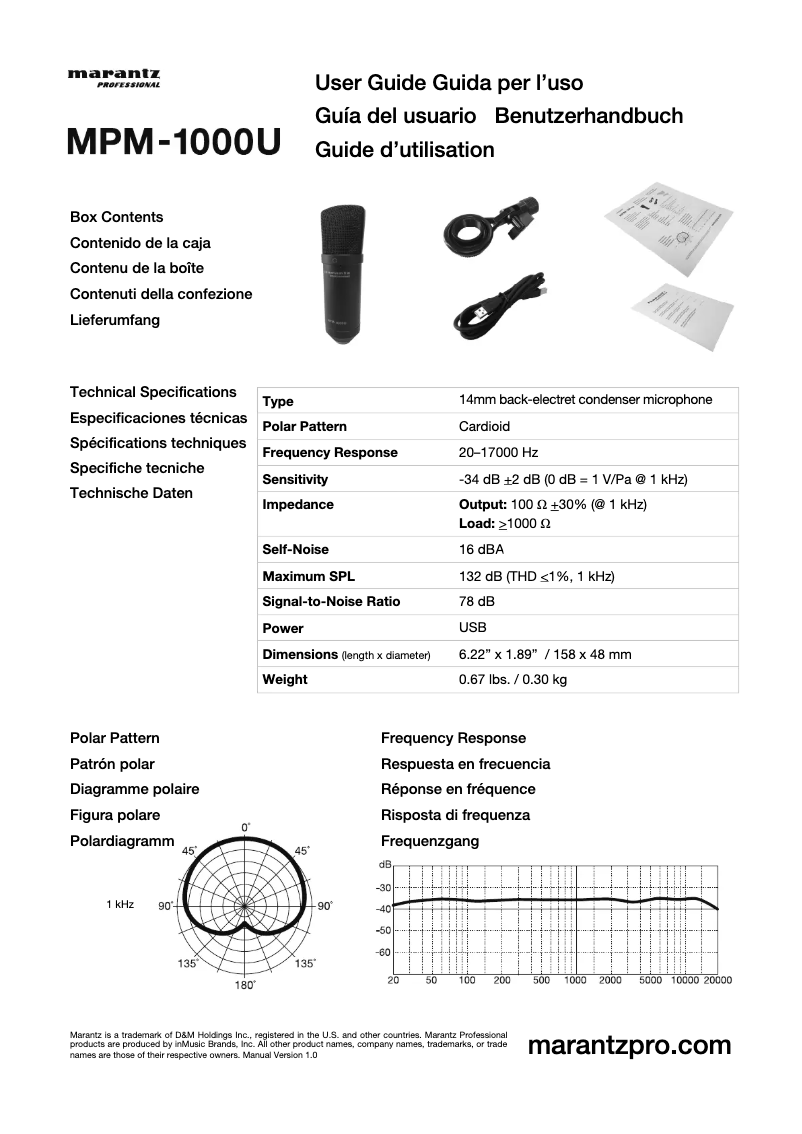 Page 1 of the manual User Manual Marantz MPM-1000U
