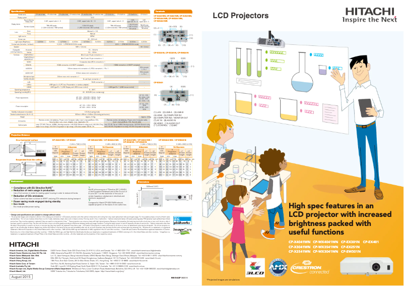 Page 1 de la notice Brochure Hitachi CP-X3041WN