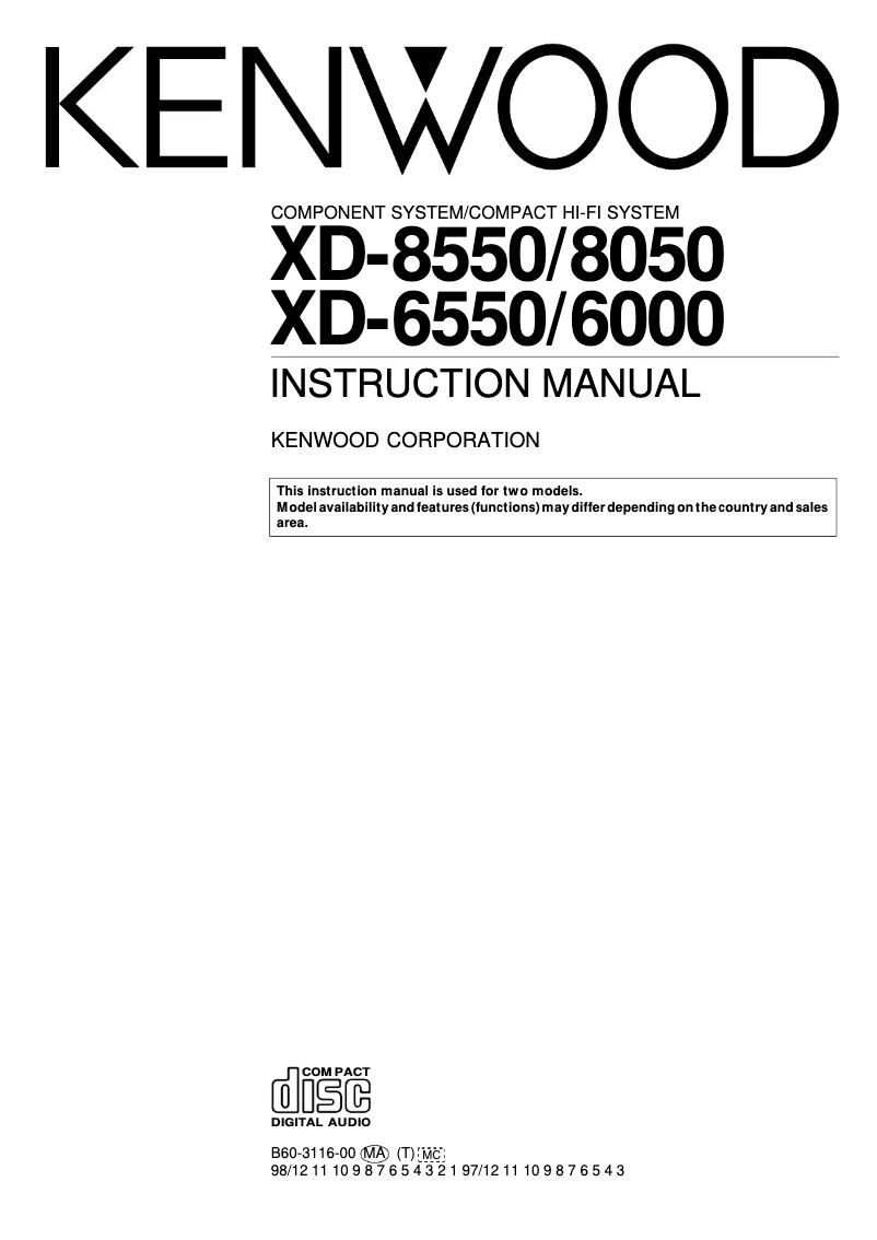 Page n°1 - Manuel utilisateur Kenwood XD-8550