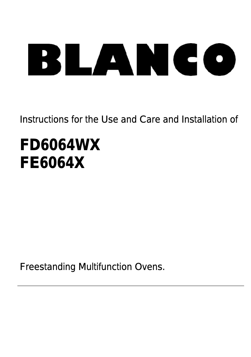 Page 1 de la notice Manuel utilisateur BLANCO FE6064X