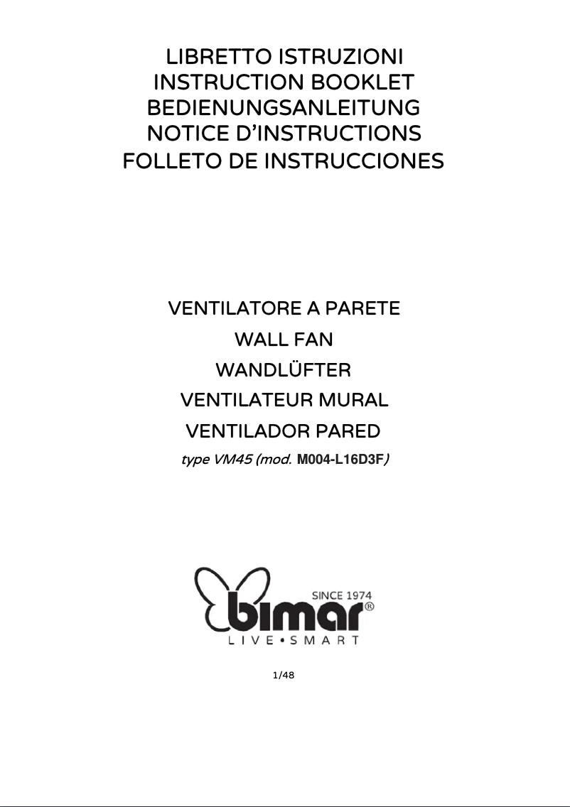 Page n°1 - Manuel utilisateur Bimar VM45