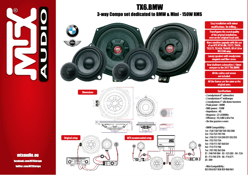 Page 1 de la notice Fiche technique MTX Audio TX6BMW