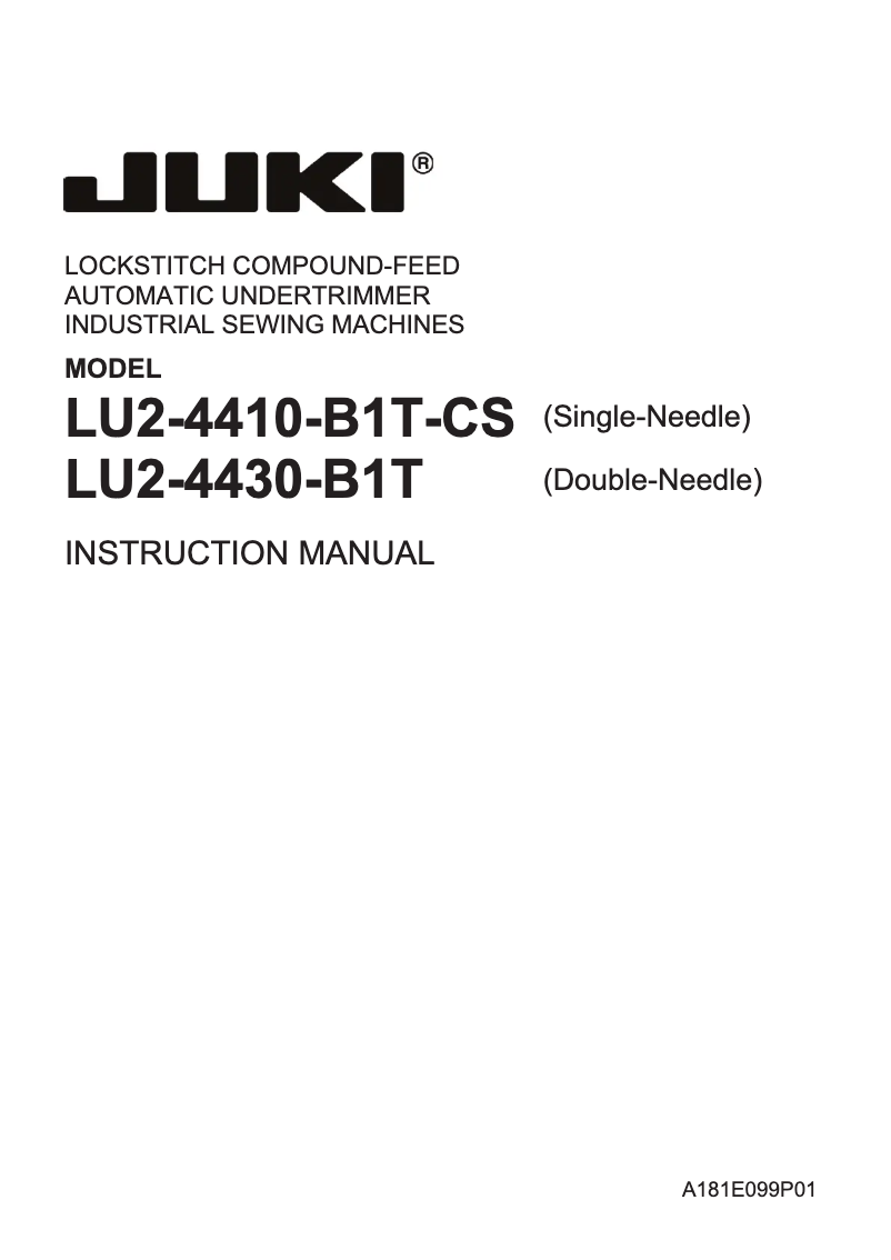 Page n°1 - Manuel utilisateur Juki LU2-4410-B1T-CS