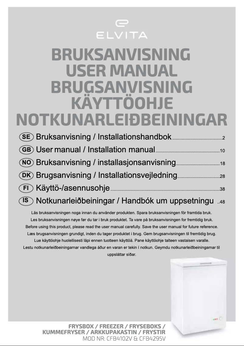 Page 1 de la notice Manuel utilisateur Elvita CFB4102V