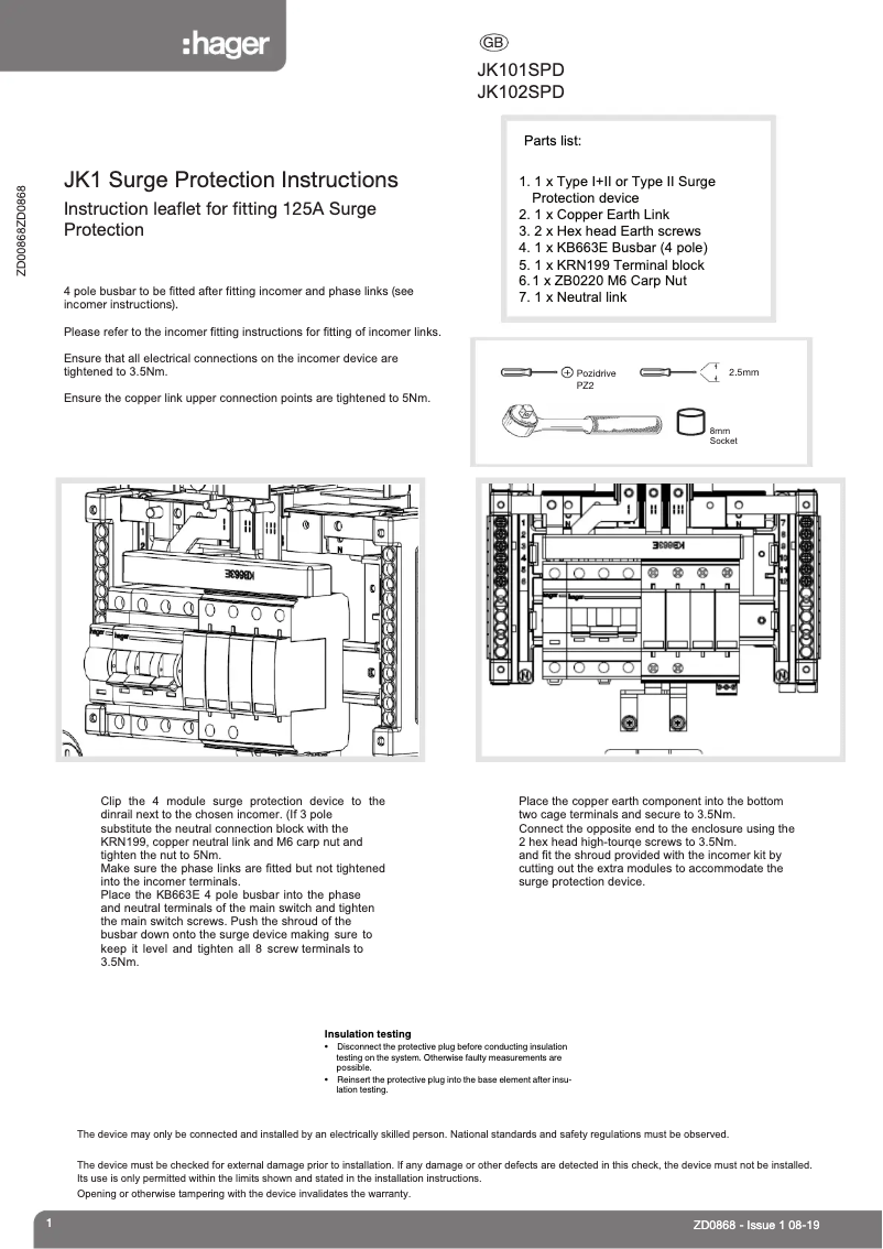 Image de la première page du manuel de l'appareil JK101SPD