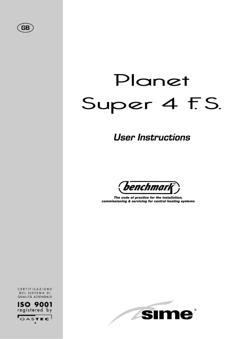 Page n°1 - Manuel utilisateur SIME Planet Super 4 F.S.