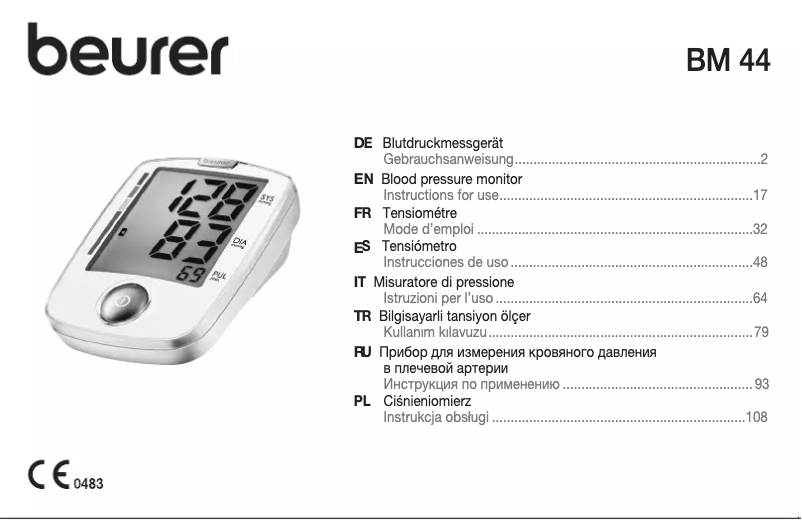 Page 1 de la notice Manuel utilisateur Beurer BM 44