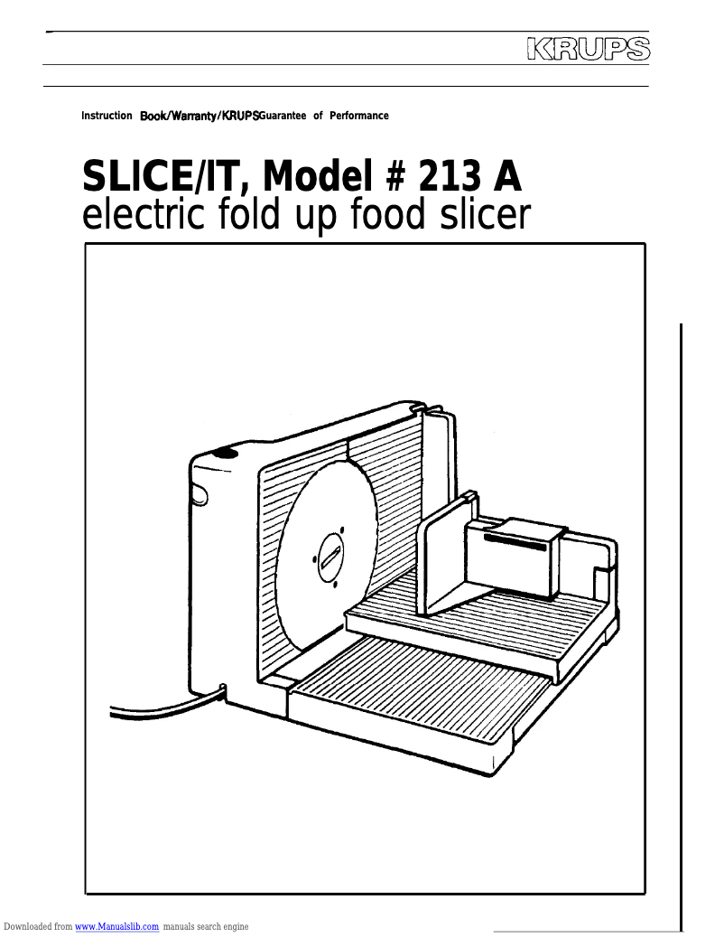 Page n°1 - Manuel utilisateur Krups 213A