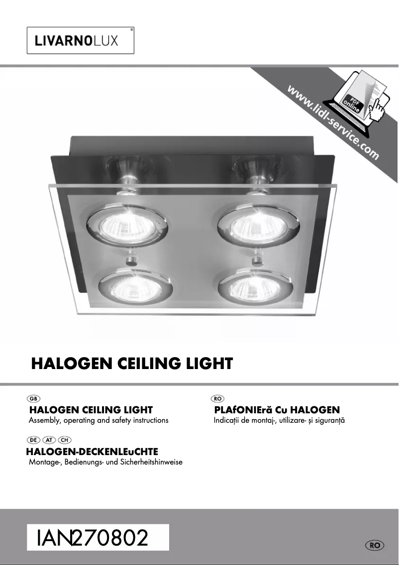 Page 1 de la notice Manuel utilisateur Livarno Lux IAN 270802