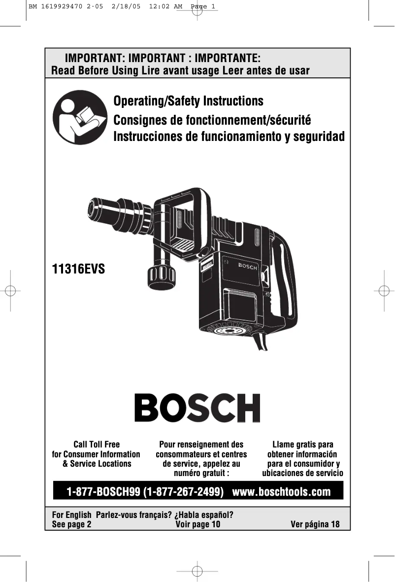 Page n°1 - Manuel utilisateur Bosch 11316EVS