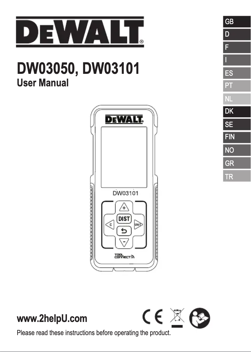 Page 1 de la notice Manuel utilisateur DeWalt DW03050