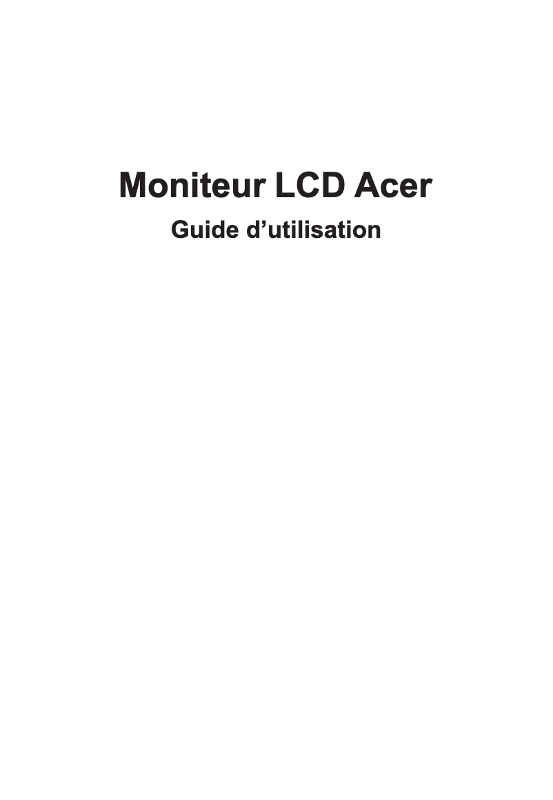 Page 1 de la notice Manuel utilisateur Acer XZ452CUV