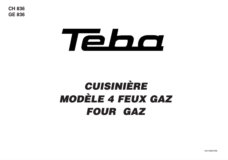 Page n°1 - Manuel utilisateur Teba GE 836