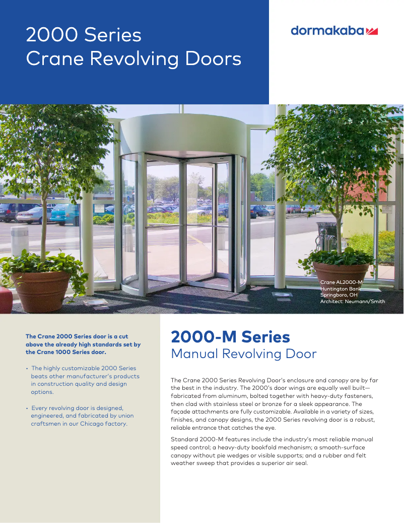 Page 1 de la notice Brochure Dormakaba Crane 2000-M