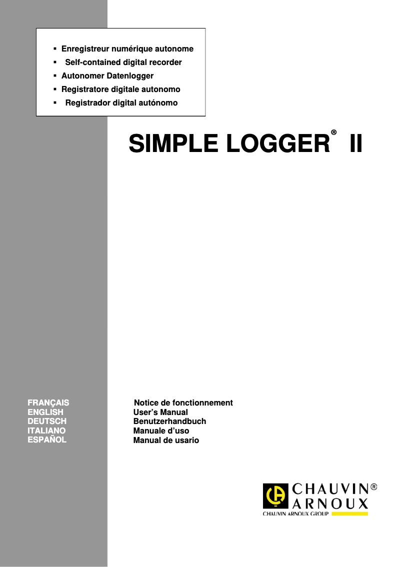 Page 1 de la notice Manuel utilisateur Chauvin Arnoux L261