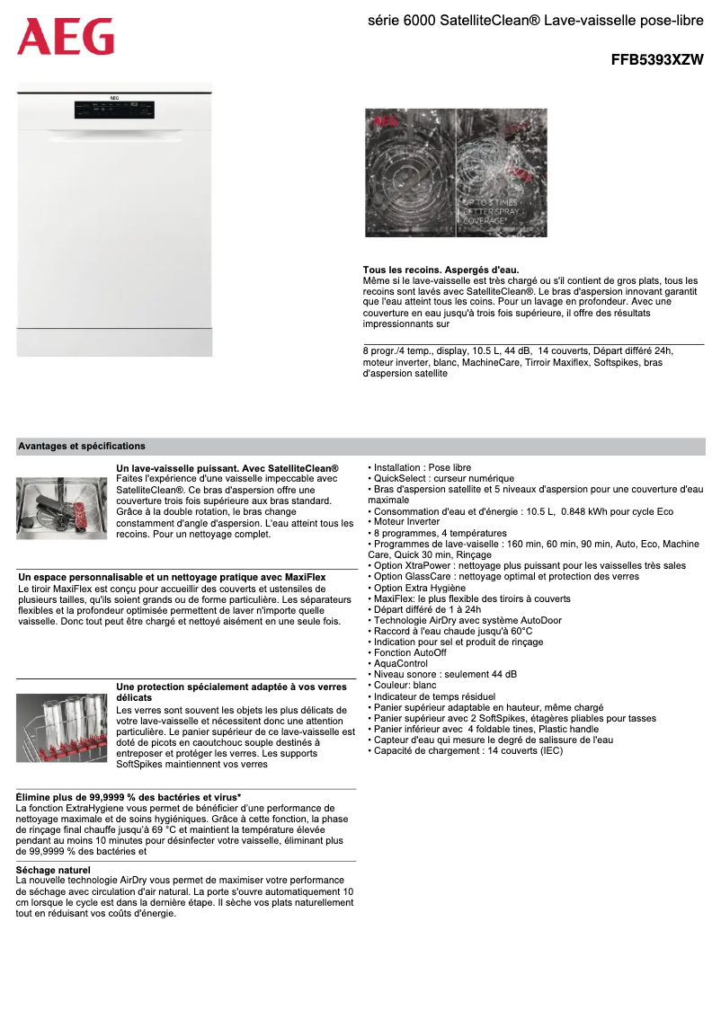 Page n°1 - Fiche technique AEG FFB5393XZW