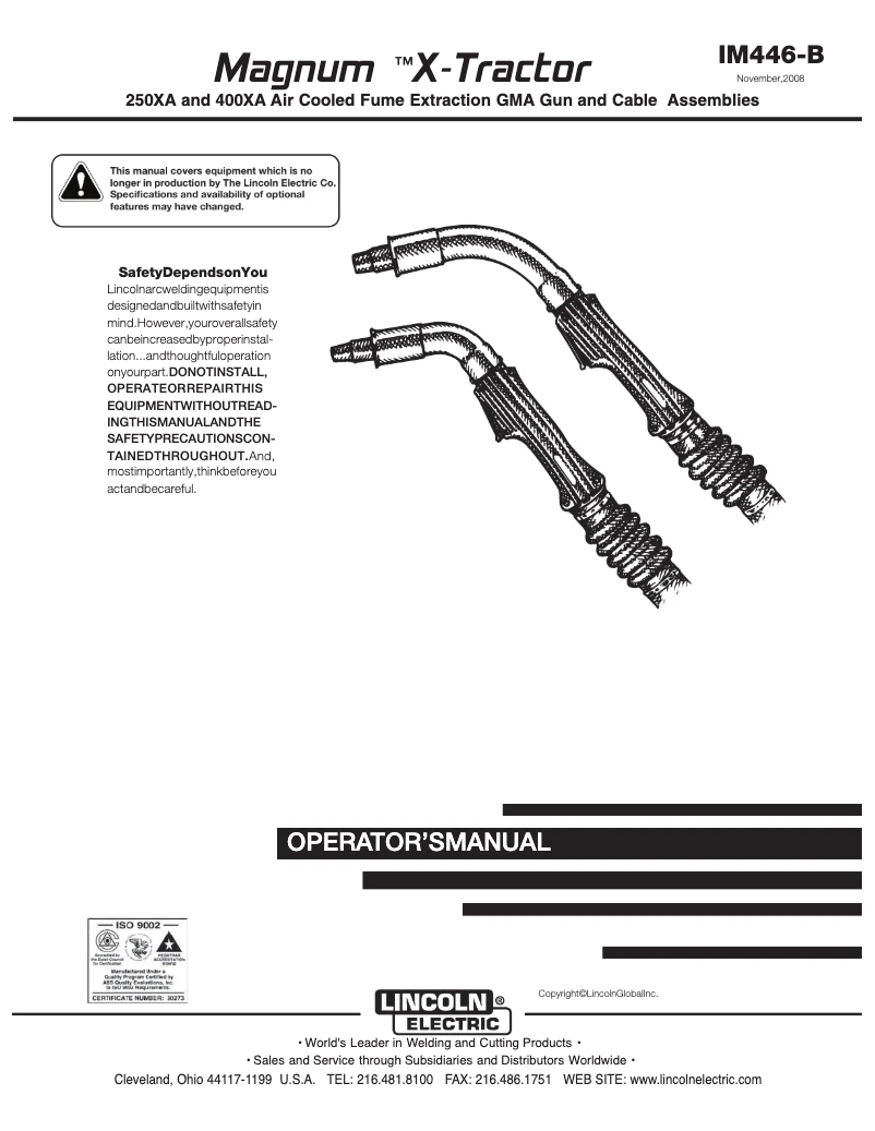 Page n°1 - Manuel utilisateur Lincoln Electric Magnum 400 XA
