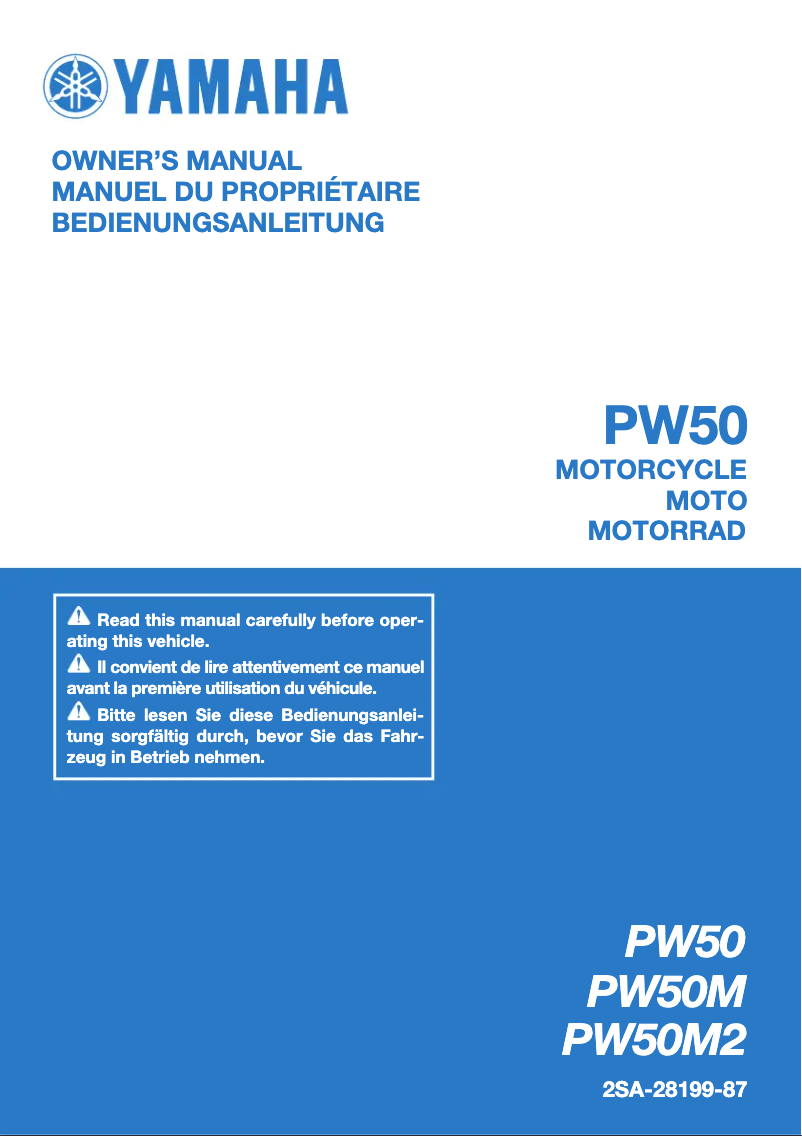 Page n°1 - Manuel utilisateur Yamaha PW50 (2021)
