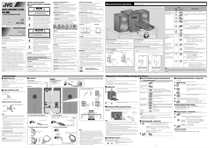 Page 1 de la notice Manuel utilisateur JVC UX-GN6