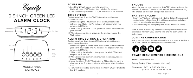 Page n°1 - Manuel utilisateur La Crosse Technology 75902