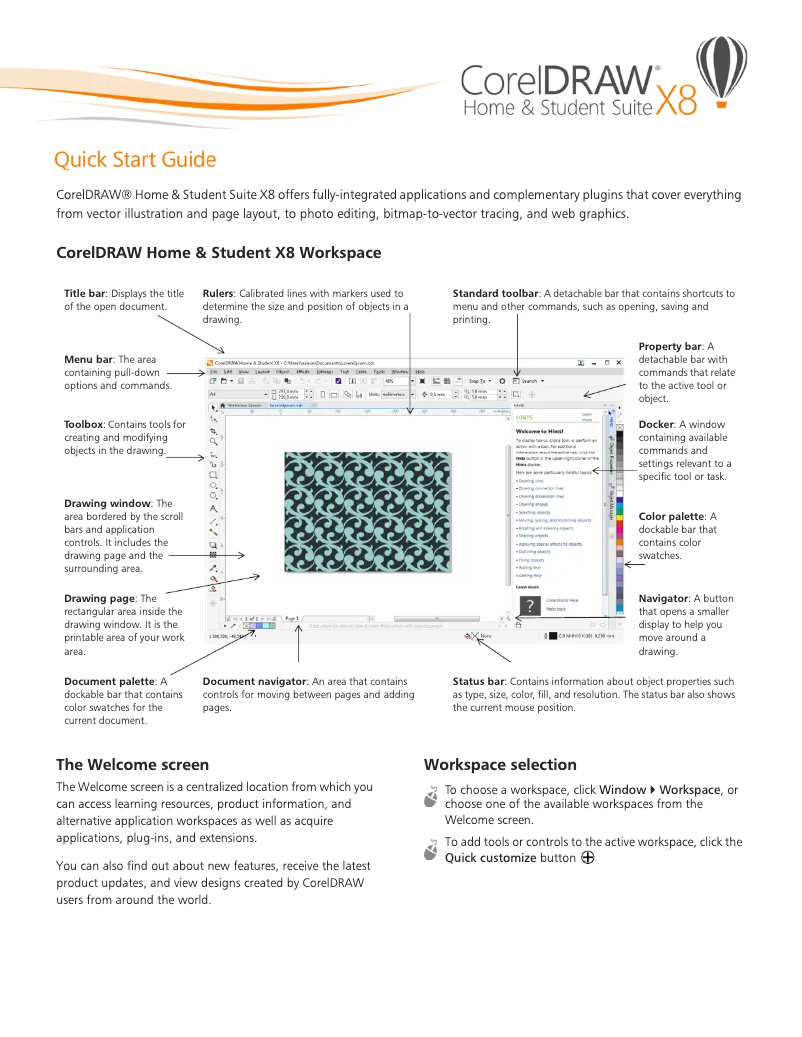 Image de la première page du manuel de l'appareil Draw Home & Student Suite X8