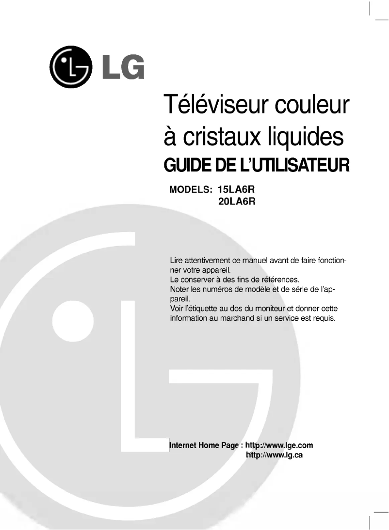 Page n°1 - Manuel utilisateur LG 20LA6R